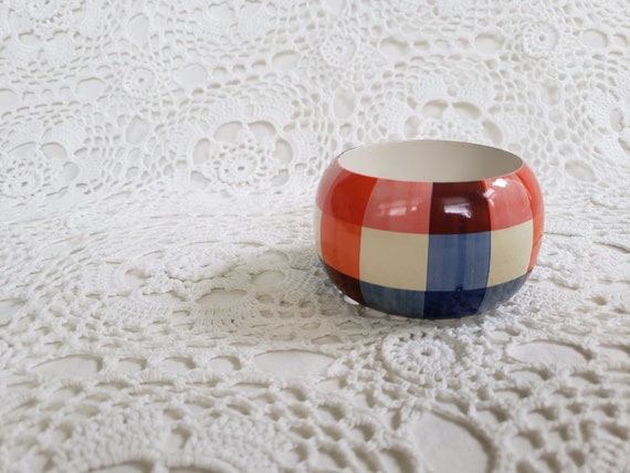 Red White and Blue Hand Painted Wooden Bangle Bra… - image 1