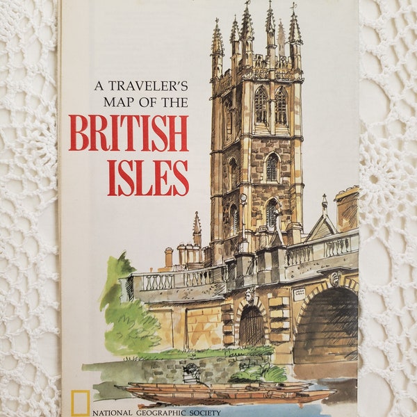 A Traveler's Map of the British Isles 1974, National Geographic