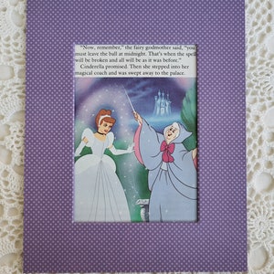 Matted Upcycled Illustration of Cinderella, Vintage 1980s Children&#39;s Art, Wall Decor