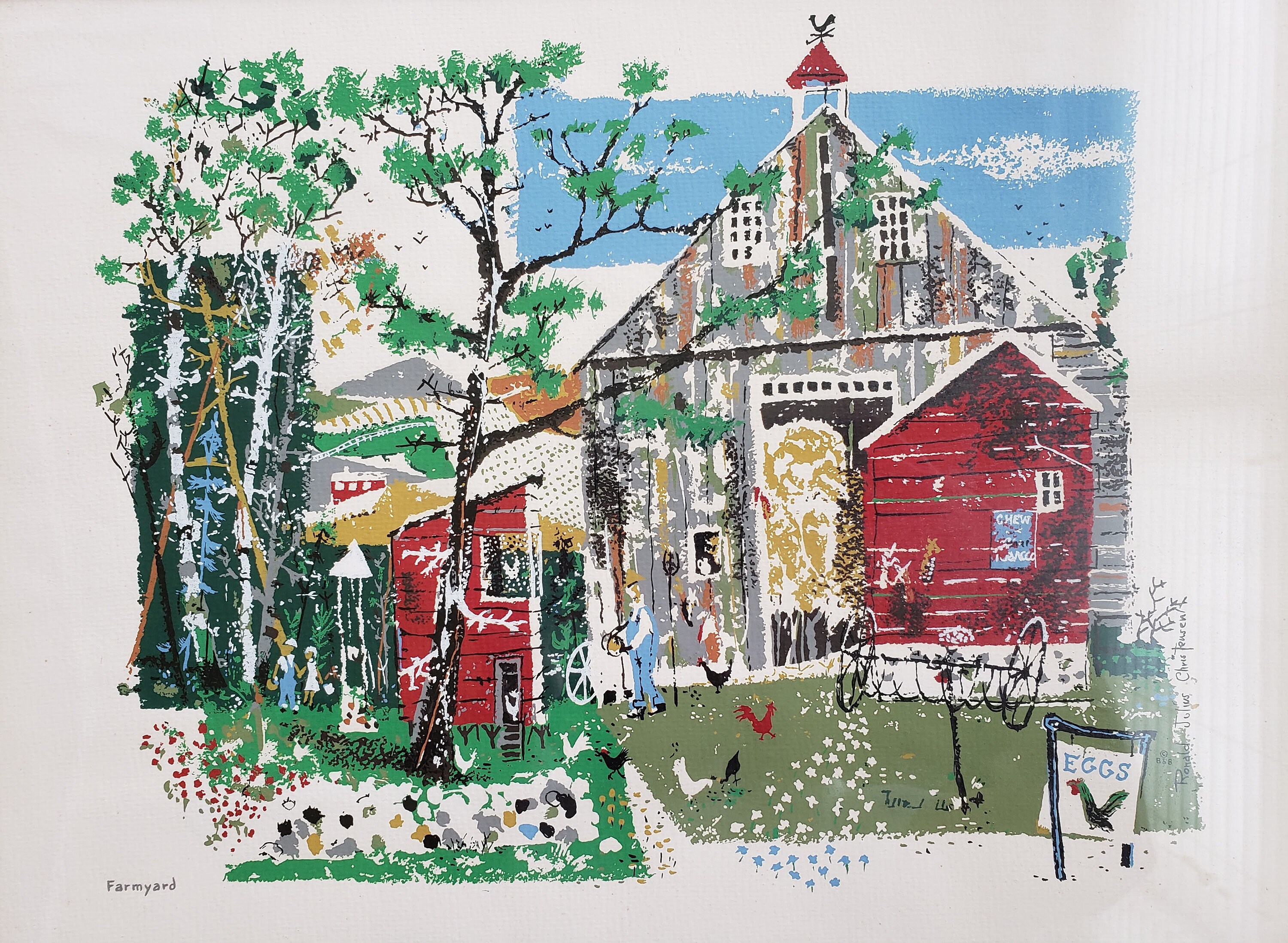 Mid-century Ronald Julius Christensen, Country Farm Barn Scene
