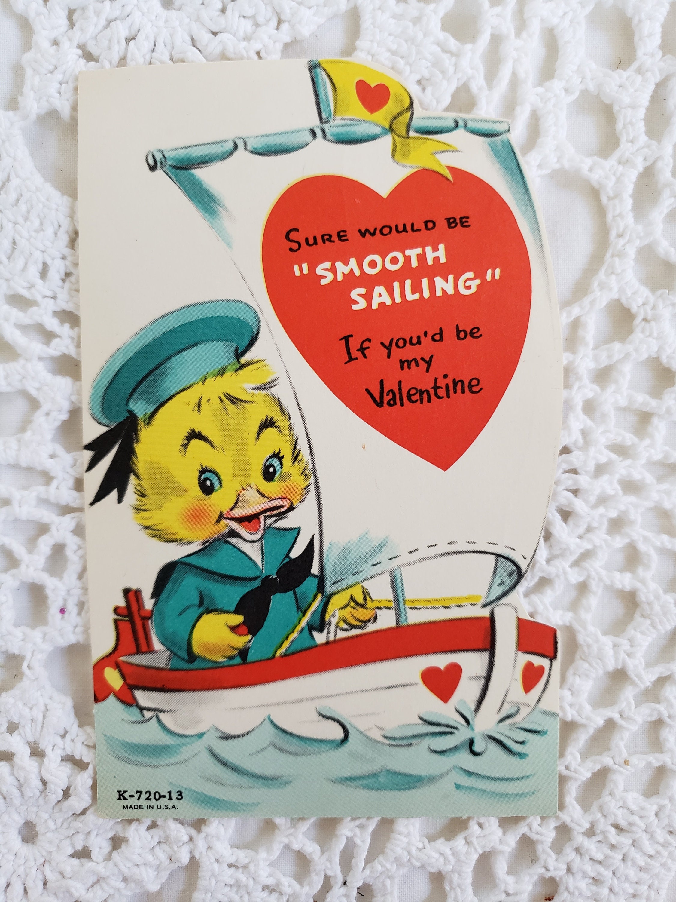 Duck Sailing 1950s Valentine Card Valentine's Day Decor - Etsy