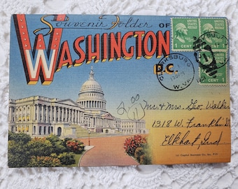 Vintage Mid Century Washington DC Postcard Folio Souvenir Collectible, Nation's Capital Souvenir, Art Prints
