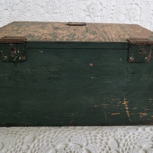 Rustic Green Painted Wooden Box, Farmhouse Cabin Storage Container - Etsy