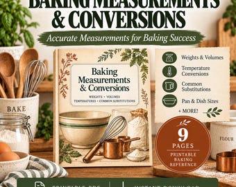 Baking Conversion Chart | Printable Baking Measurements and Kitchen Reference Guide