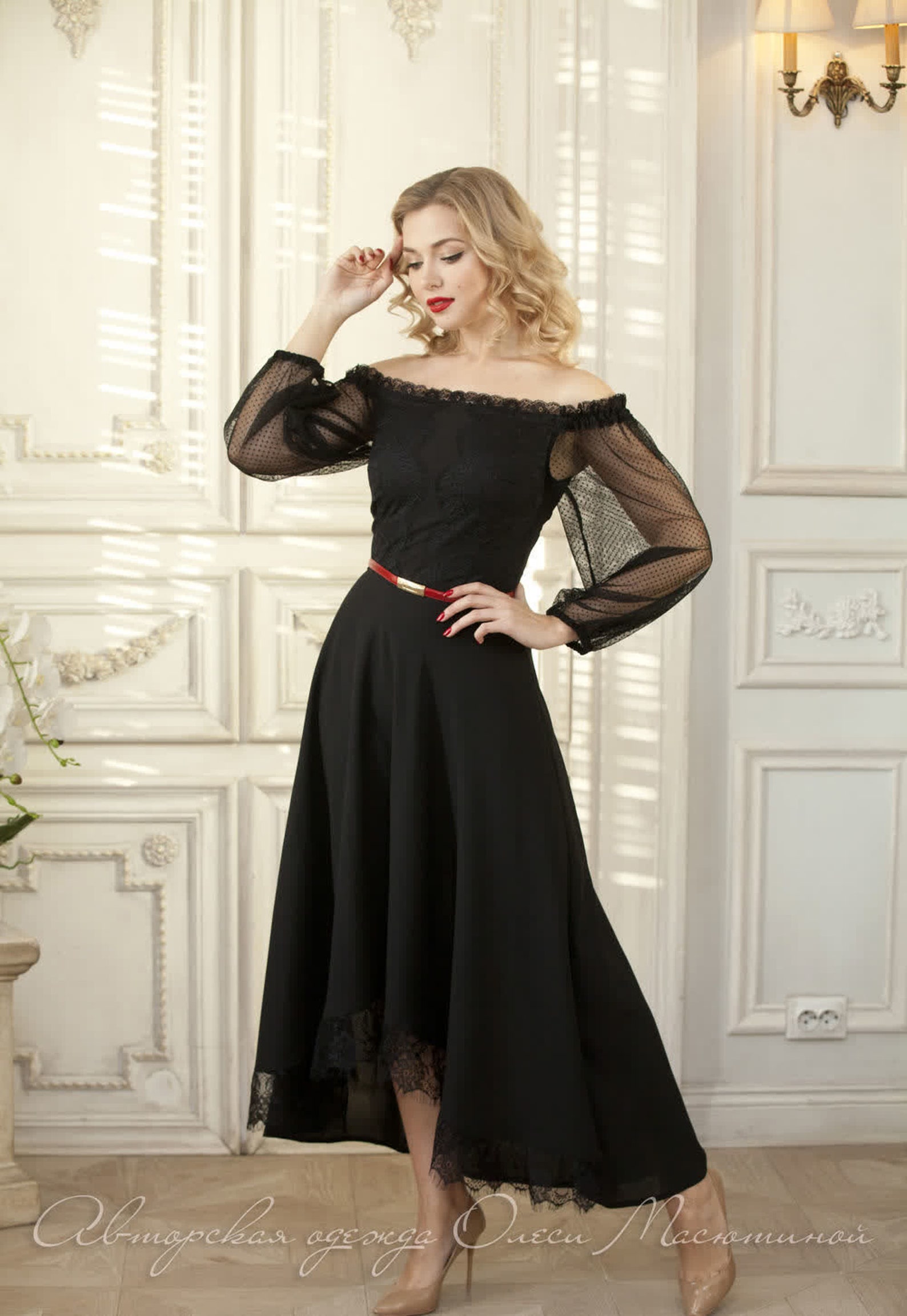 Open shoulders dress elegant evening black dress | Etsy