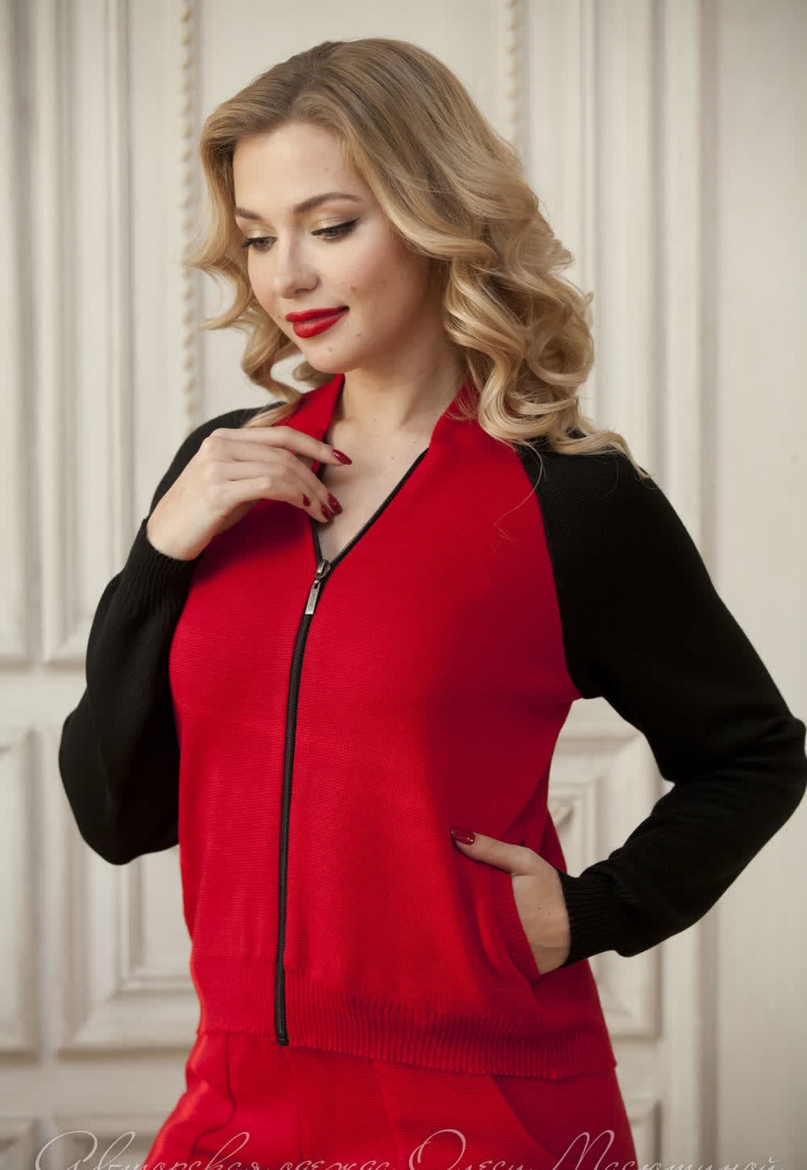 Red trouser suits for women red and black suit sport style Etsy