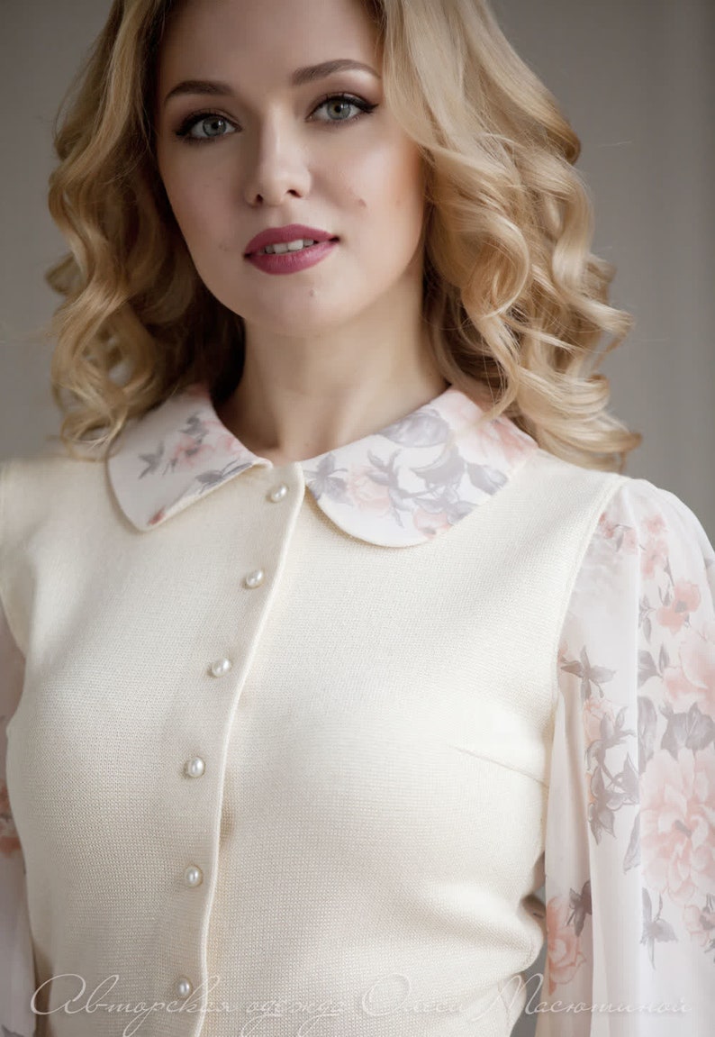 Pink suit with flowers business skirt set suit Vanilla rose Etsy