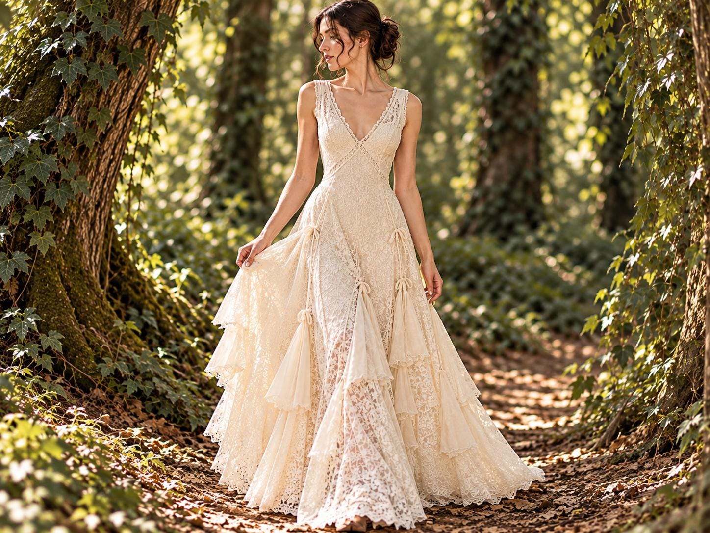 lace boho dresses for women Dress Designed with a plunging