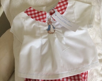 Peter Rabbit Ensemble bébé garçon et fille deux pièces en pantalon à carreaux vichy rouge