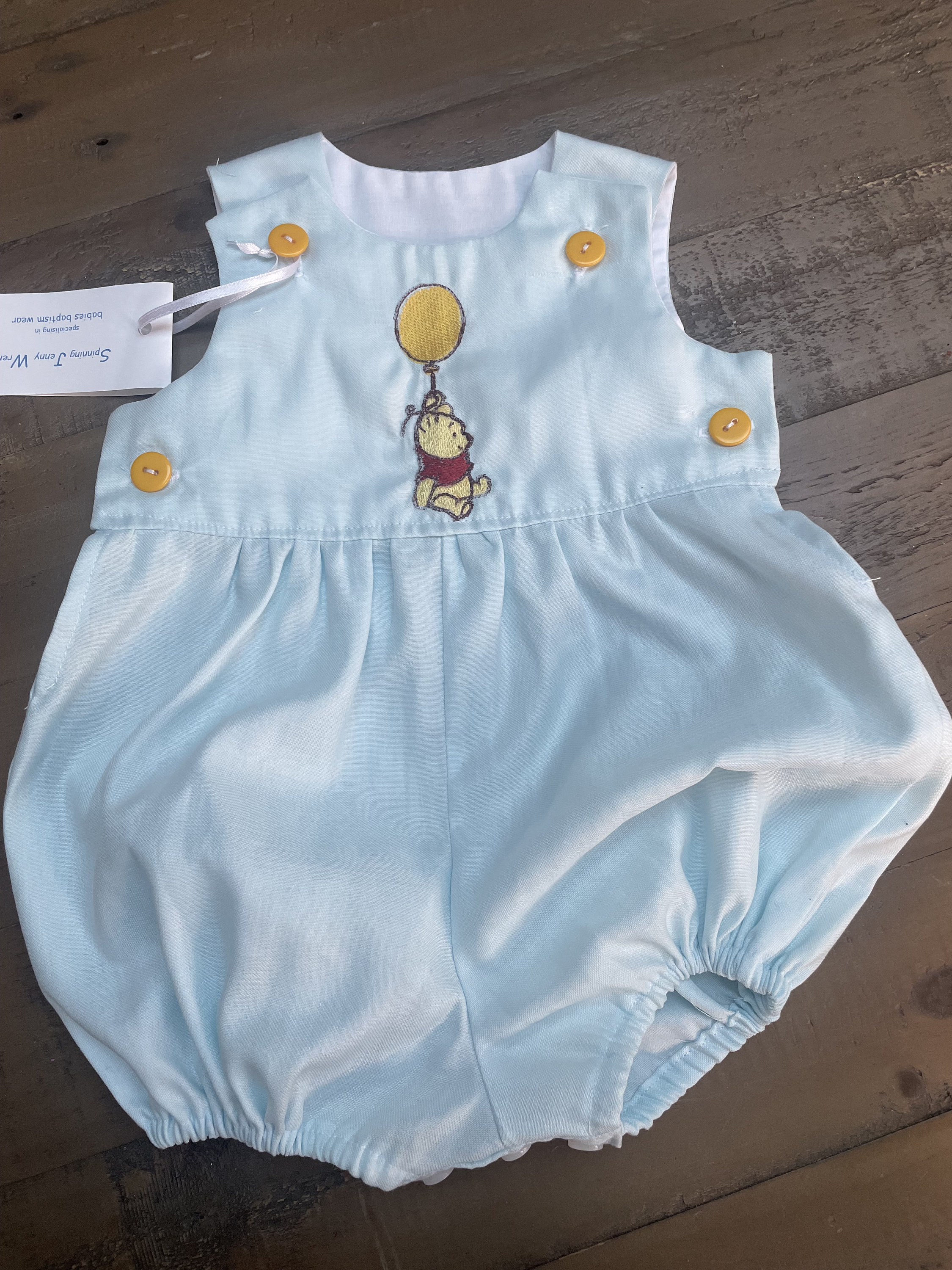 Babyhug 100% Cotton Half Sleeves Romper Winnie The Pooh Print - Blue