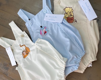 Spanish style baby rompers - Winnie the Pooh, Eeyore, Tigger - personalised - baby gift birthday