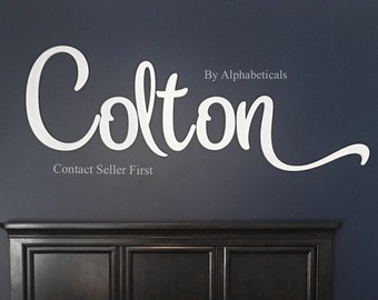 Colton for Nursery Name Sign Boy Alphabeticals Personalized Baby Wooden Letters for Wall Decor Over the Crib Custom Cutout Cursive Girl