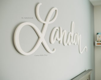 Landon Baby Nursery Name Sign Wooden Letters Boy Girl First and Middle Above Over Crib Olivia Custom Cutout Large Alphabeticals Olivia