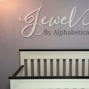 Baby Name Sign for Nursery Girl Boy Alphabeticals Wooden Letters for the Wall Over Crib Decor Sloane Large Cursive Savannah Personalized image 8