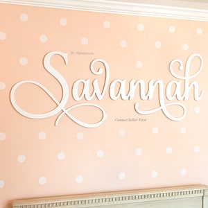 Baby Name Sign for Nursery Girl Boy Alphabeticals Wooden Letters for the Wall Over Crib Decor Sloane Large Cursive Savannah Personalized image 2