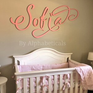 Baby Name Sign Girl Boy Wooden Letters for Nursery Alphabeticals Script Nursery Name Sign Wall Letters for Wall Decor Savannah Avery image 7