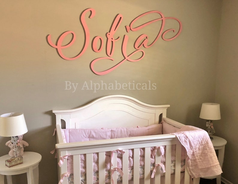 Baby Name Sign Girl Boy Wooden Letters for Nursery Alphabeticals Script Nursery Name Sign Wall Letters for Wall Decor Savannah Avery image 7