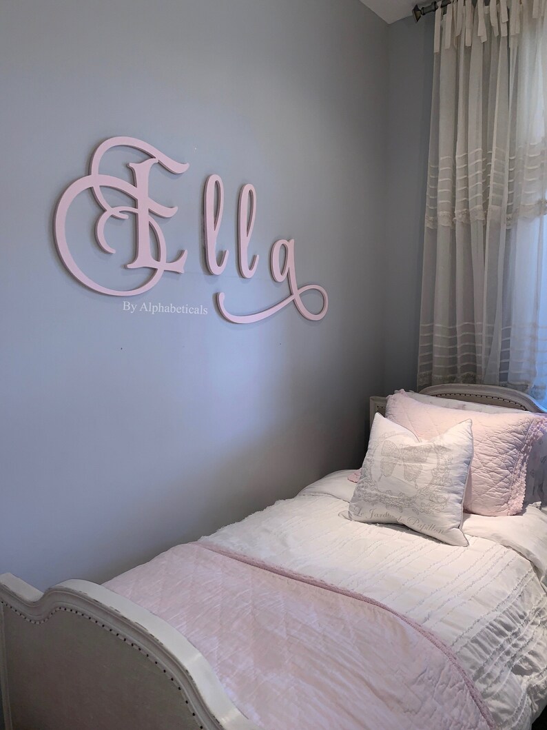 Alphabeticals Baby Name Sign Girl Boy Wooden Letters For Nursery Wall Decor Above Crib Hanging Script Ella