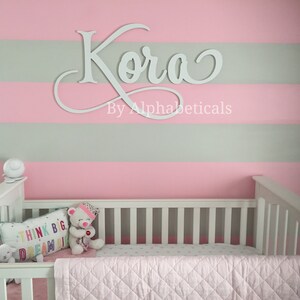 Baby Name Sign for Nursery Girl Boy Alphabeticals Wooden Letters for the Wall Over Crib Decor Sloane Large Cursive Savannah Personalized image 6