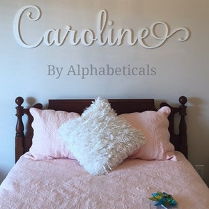 Baby Name Sign for Nursery Girl Boy Alphabeticals Wooden Letters for the Wall Over Crib Decor Sloane Large Cursive Savannah Personalized image 9