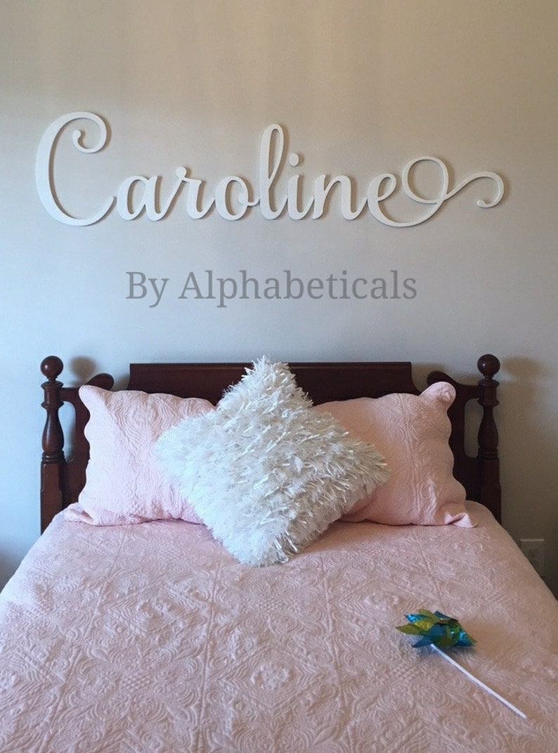 Baby Name Sign for Nursery Girl Boy Alphabeticals Wooden Letters for the Wall Over Crib Decor Sloane Large Cursive Savannah Personalized image 9