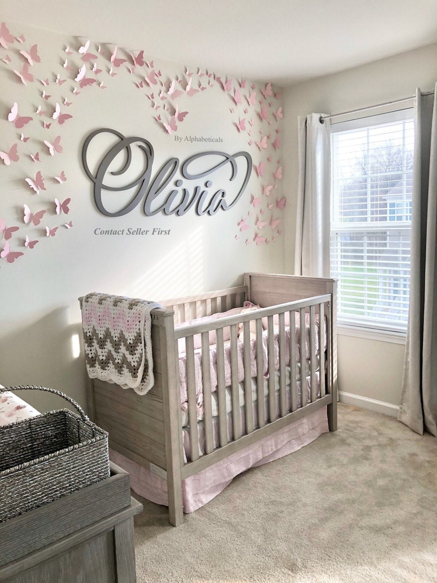 Olivia Baby Girl Nursery Name Sign Wooden Letters Over Crib Decor Alphabeticals Custom Cursive MacKenzie Grace Mckenzie First and Middle