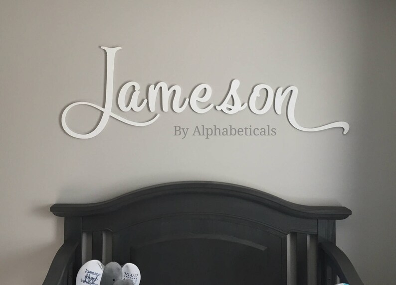 Baby Name Sign Girl Boy Wooden Letters for Nursery Alphabeticals Script Nursery Name Sign Wall Letters for Wall Decor Savannah Avery image 6
