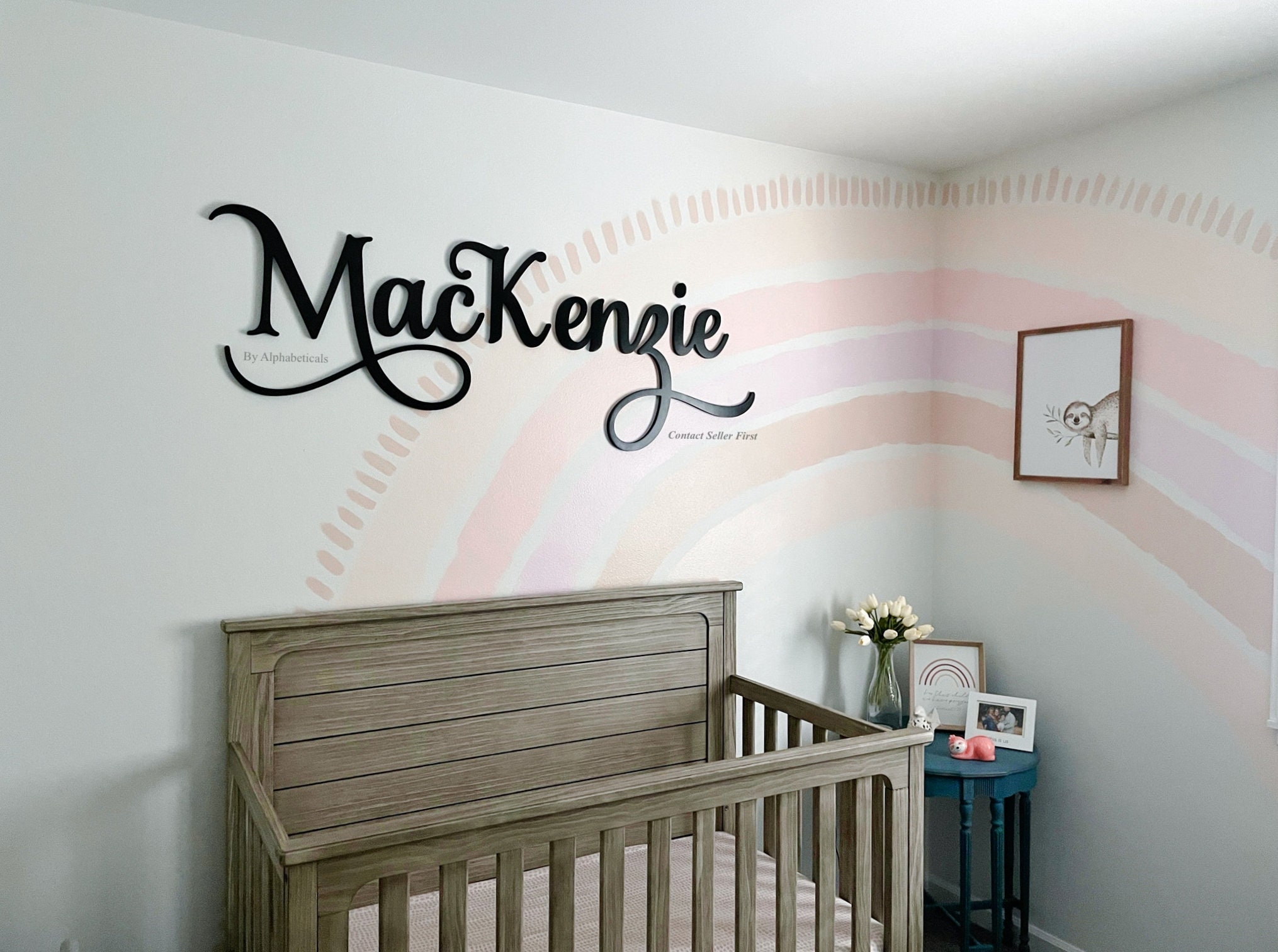 Olivia Baby Girl Nursery Name Sign Wooden Letters Over Crib Decor