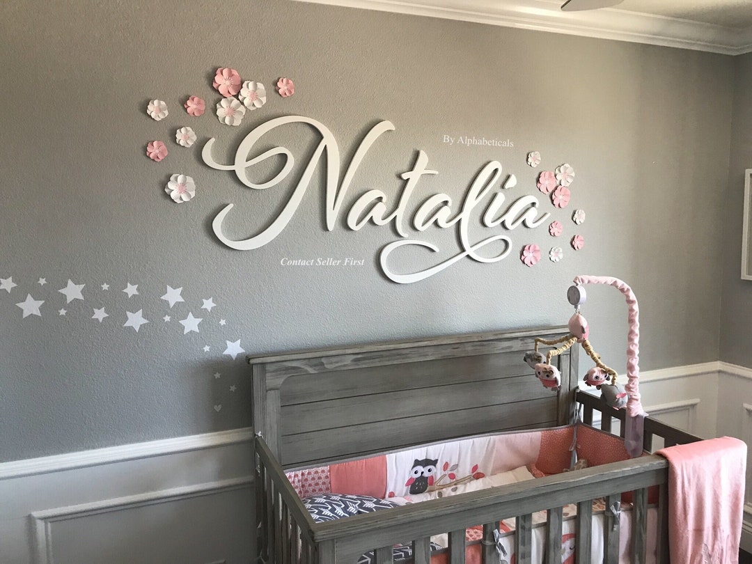 Baby Girl Name Sign for Nursery Boy Custom Over Crib Decor Etsy