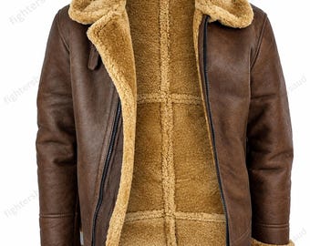 メンズ シアリングシープスキン RAF パイロットジャケット | レザーボンバーコート