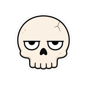 Sarcastic Grumpy Skull Sticker, RBF Halloween Decal, Unimpressed Skeleton