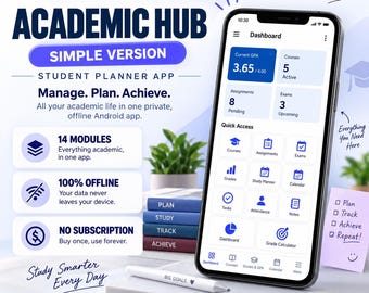 Academic Hub Student Planner App | GPA Tracker, Assignment Organizer (Android)