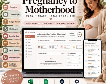 Pregnancy to Motherhood Planner App NESTORA | Birth Plan, Baby Prep (Digital Download)