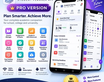 Academic Planner Pro | Student Organizer | GPA Tracker | Assignment Manager | Study Tools | Android