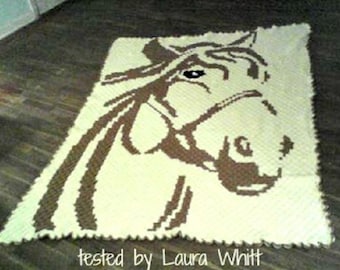 Horse C2C Graph & Word Chart, crochet pattern, corner to corner. afghan pattern, horse blanket, crochet blanket, crochet graph pattern