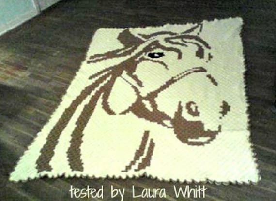 Horse C2C Graph Word Chart crochet pattern corner to corner. afghan pattern horse blanket crochet blanket crochet graph pattern