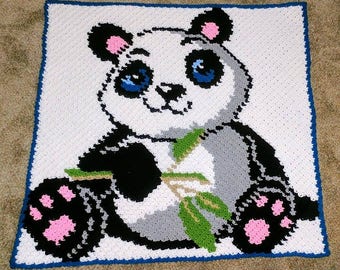 Panda Baby Blanket Graph-Mini C2C with written pattern