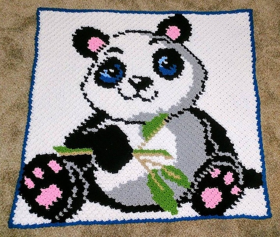Panda Baby Blanket Graph-mini C2C With Written Pattern