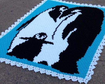 C2C Graph PENGUIN FAMILY C2C crochet graph with row by row color chart instructions