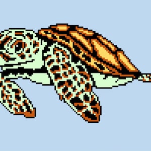 SEA TURTLE MINI C2C Graph Pattern, with written row by row color count instructions