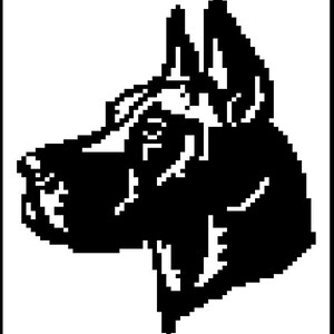 Great Dane c2c crochet graphgan pattern with row by row color chart instructions. once