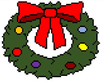 Christmas Wreath c2c graph and written color/count pattern