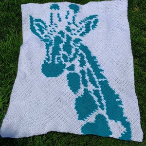 GIRAFFE C2C GRAPH Pattern with row by row color chart instructions 80x64 blocks
