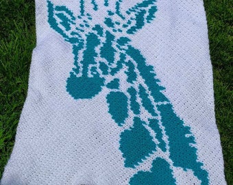 GIRAFFE C2C GRAPH Pattern with row by row color chart instructions 80x64 blocks