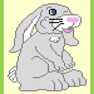 BIG BUNNY C2C Crochet Graph Pattern with row by row color chart instructions.