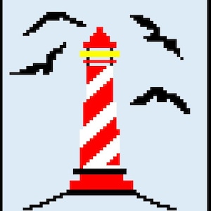 C2C Graph Pattern  LIGHTHOUSE crochet graph pattern with row by row color chart instructions