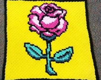 Micro Mini ROSE C2C crochet graph and written pattern.