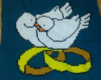 WEDDING DOVES C2C Pattern and word chart instructions