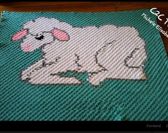 LAMB BABY BLANKET motif graphique c2c avec instructions motif graphique au crochet