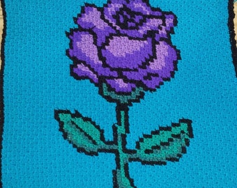 Micro Mini C2C Rose crochet graph and written pattern.